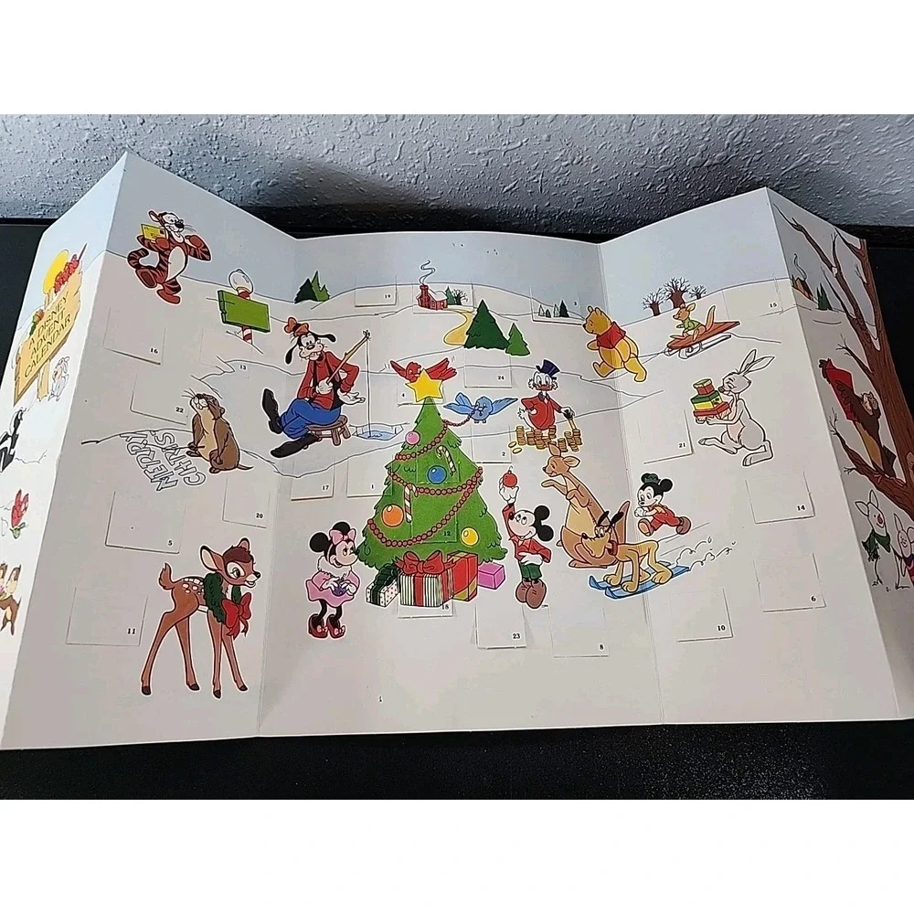 Vintage 4-Fold A Disney Advent‎ Calendar Hallmark Mickey, Minnie, Goofy, Winnie